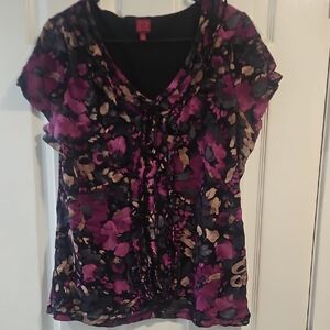 212 Collection Women's Top - Pink and Black Floral